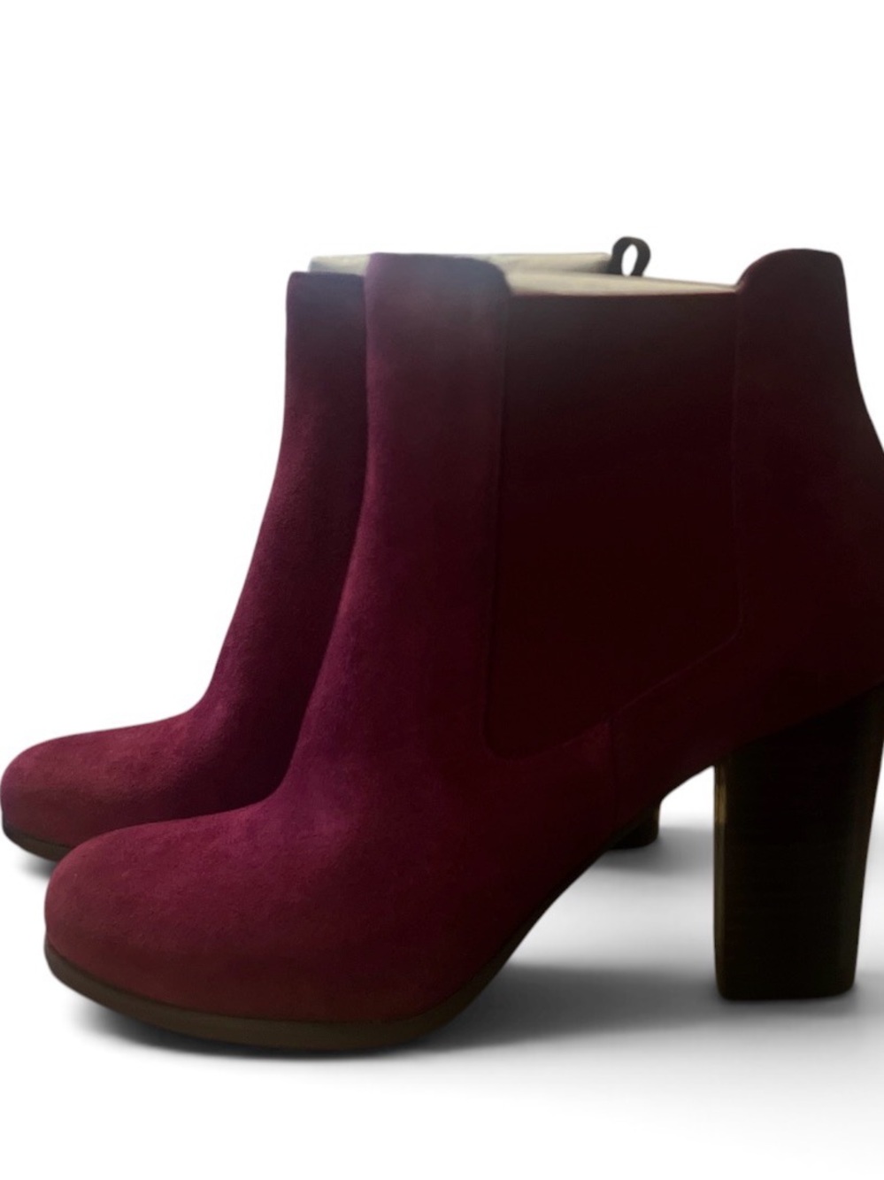Michael Kors Women's Burgundy Suede Block Heel Chelsea Boots